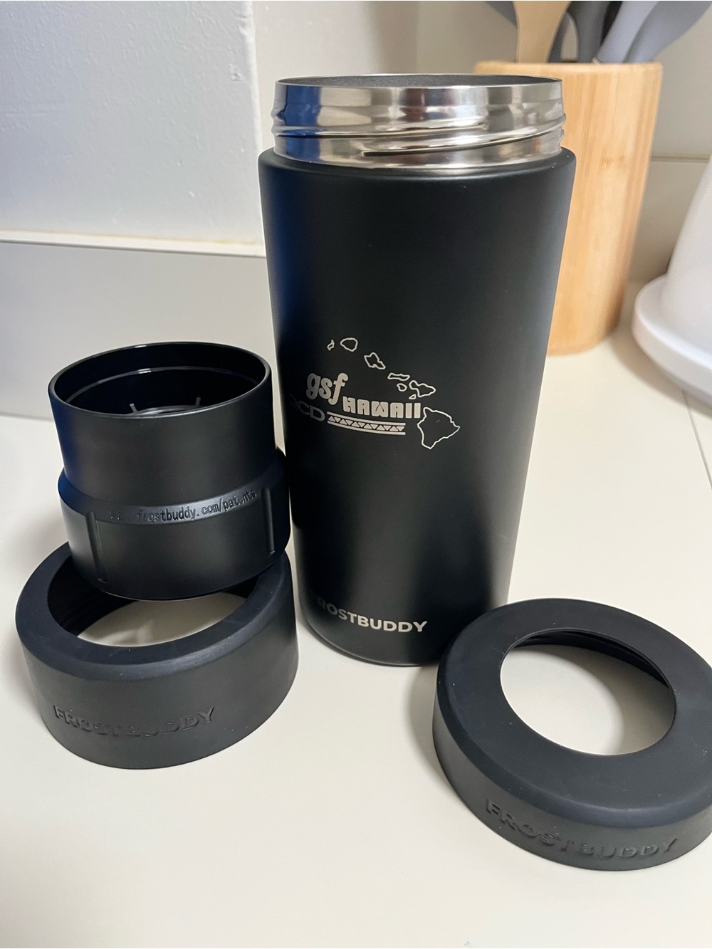 FrostBuddy Black Travel Tumbler with Hawaii Logo